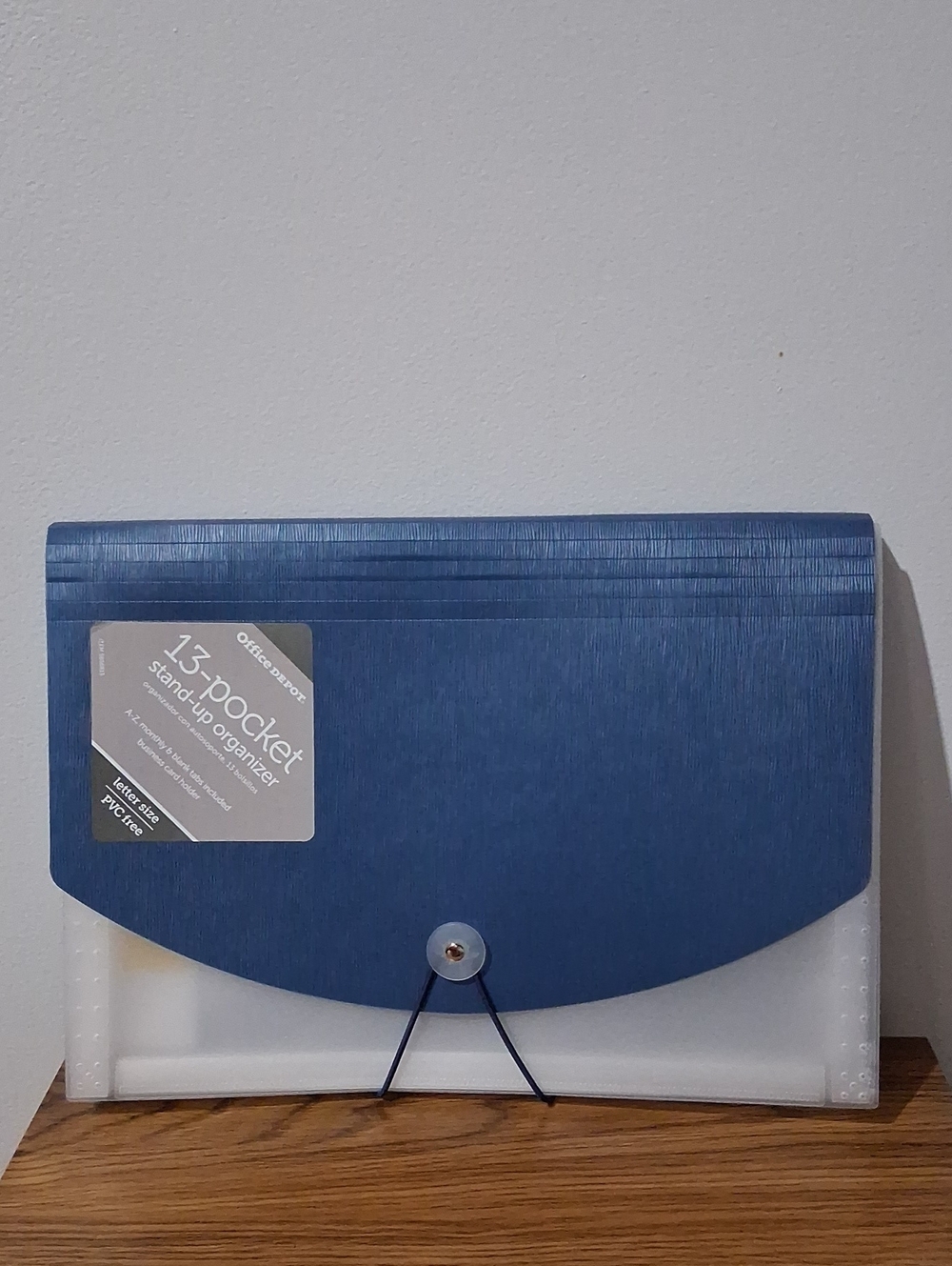 Blue 13-Pocket Expandable File Organizer with Button Closure